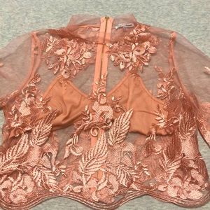 Give a little lace top - blush